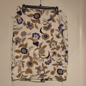 Ann Taylor Factory Floral Pencil Skirt in Gold and Purple